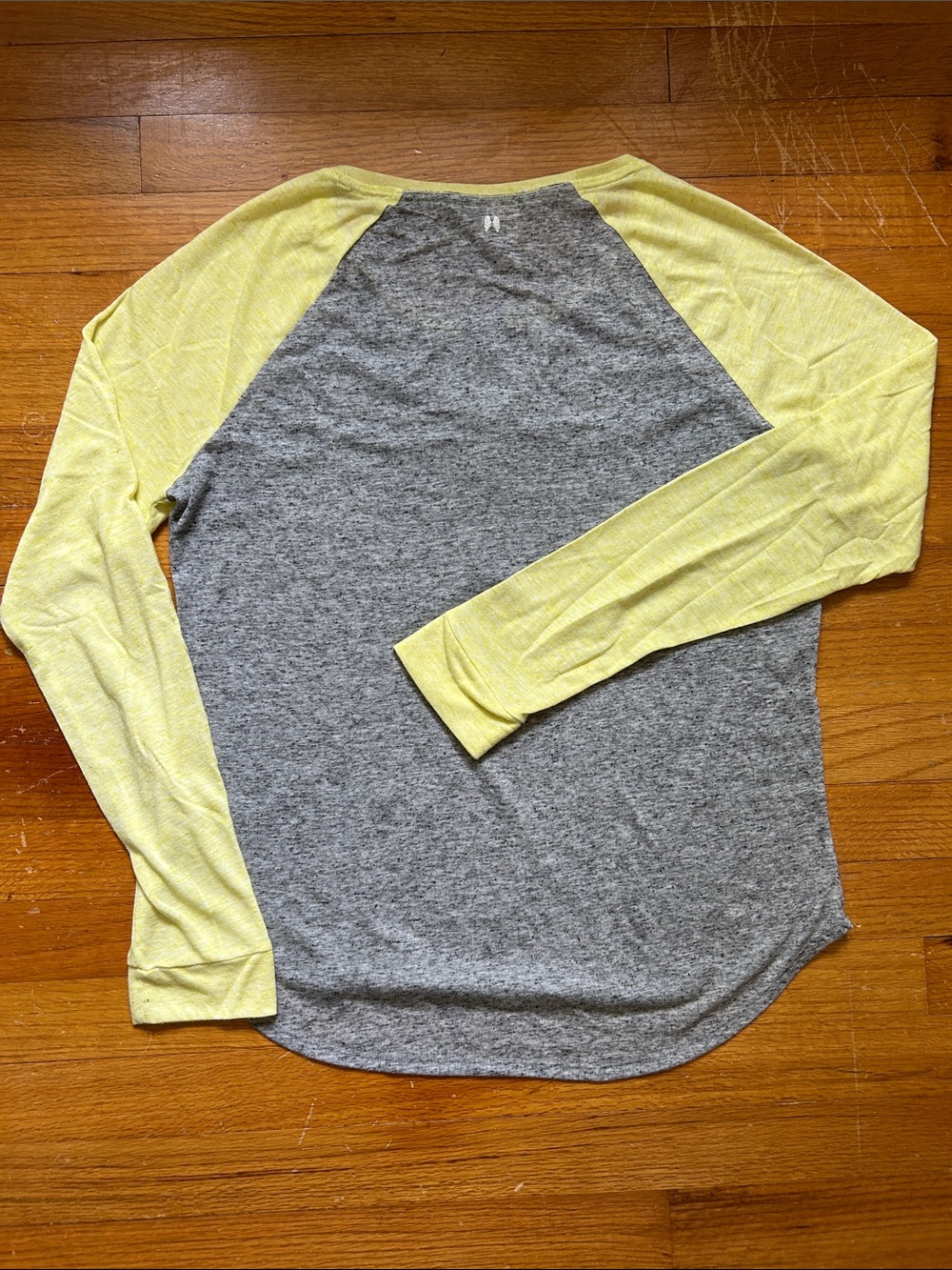 Victoria's Secret Gray Body with Yellow Raglan Long-Sleeve Henley - Picture 4 of 4